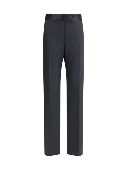 Wool and Silk Blend Trousers — Black