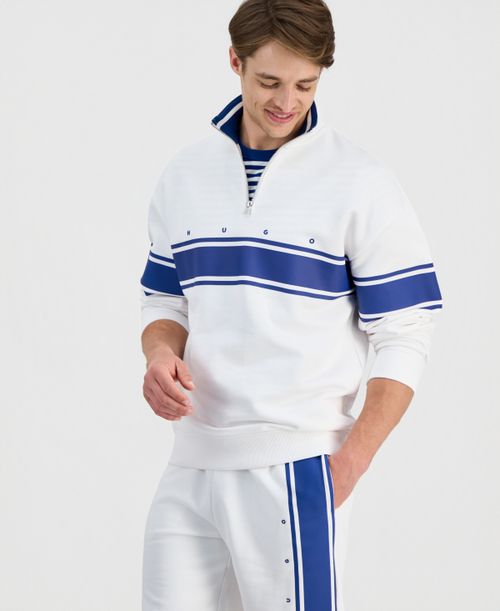 Hugo by Men's Demsizip Quarter-Zip Sweatshirt - White