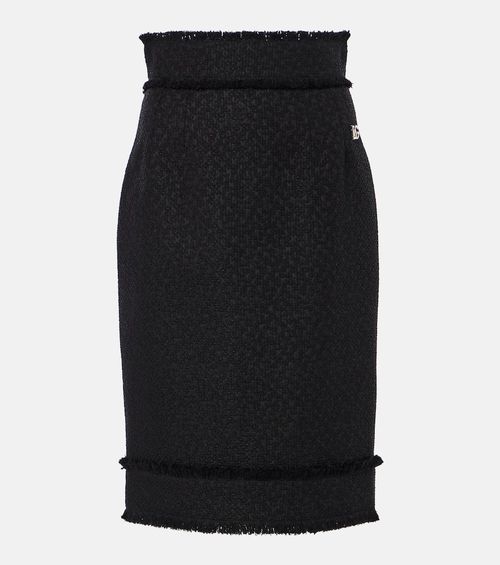 Wool-blend tweed pencil skirt