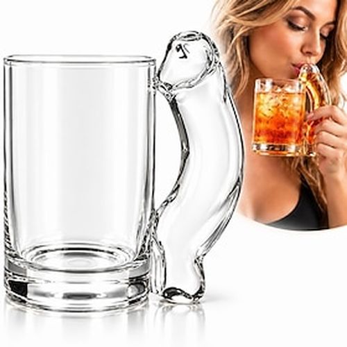 Funny Adult Mug, D-Cup Novelty Cocktail Glass, Hand Blown Asymmetrical Wine Cup, Unique Gag Gift for Women, White Elephant Gift, Bachelorette Party Favor, Gir