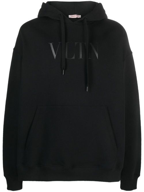 Logo-print cotton hoodie - Black