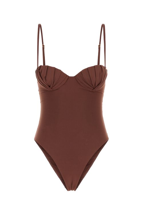 AMOTEA Brown stretch nylon Serena swimsuit