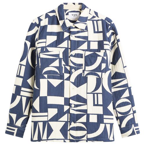 Men's Otto Geo Block Quilt Overshirt in Blue/Ecru