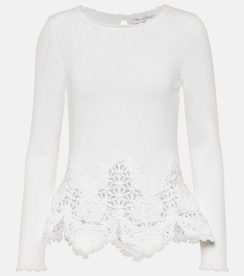 Lace-trimmed cotton sweater