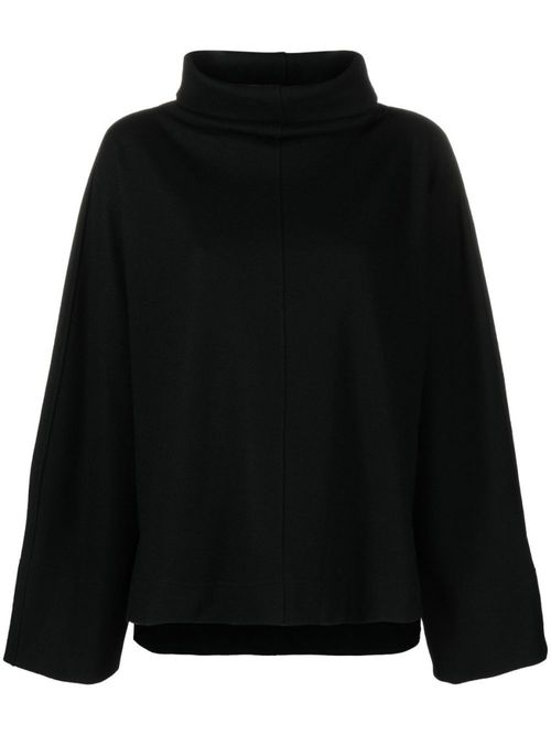 Black Flared Sleeve High Neck Sweater
