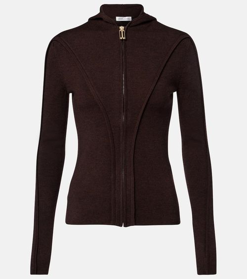 Wool-blend jersey zip-up hoodie