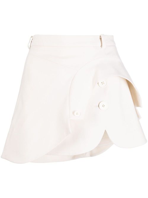High-waisted asymmetric layered skirt - White