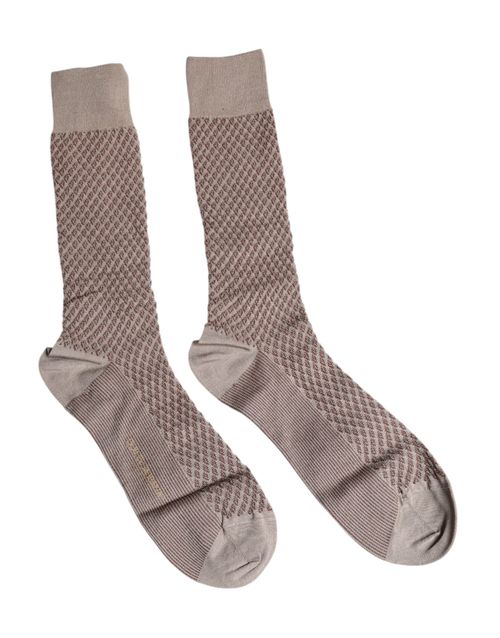 Brown Solid Dg Logo Mid Calf Men Socks Clothing