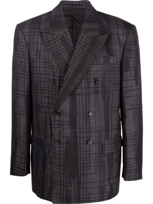 Graffiti-print double-breasted blazer