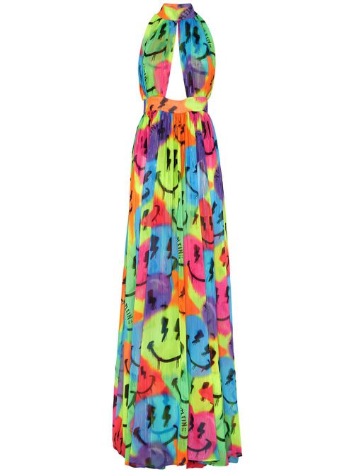 Smile chiffon maxi dress - Blue