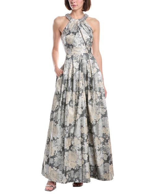 Halter Beaded Neckline Ball Gown