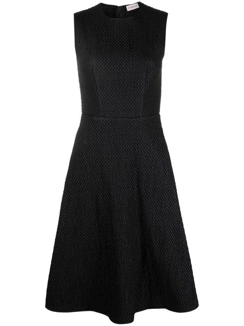 Quilted sleeveless flared dress - Black