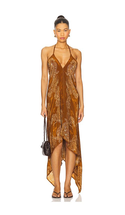 ROCOCO SAND ROBE ASYMÉTRIQUE BASE FOULARD en Brown.  XL. Also en