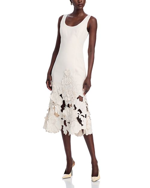Leo Lin | Felicia Appliqud Camelia-Printed Mini Dress | Realry