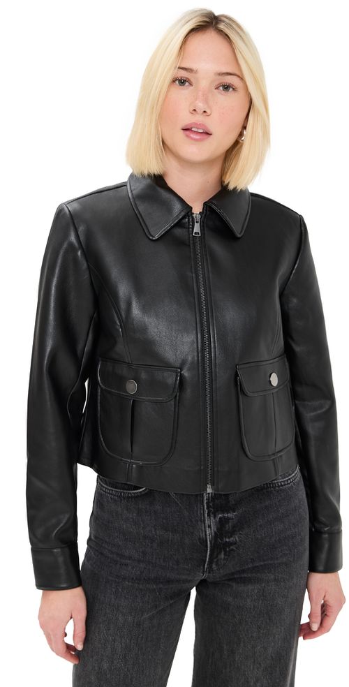Harper Faux Leather Jacket Black