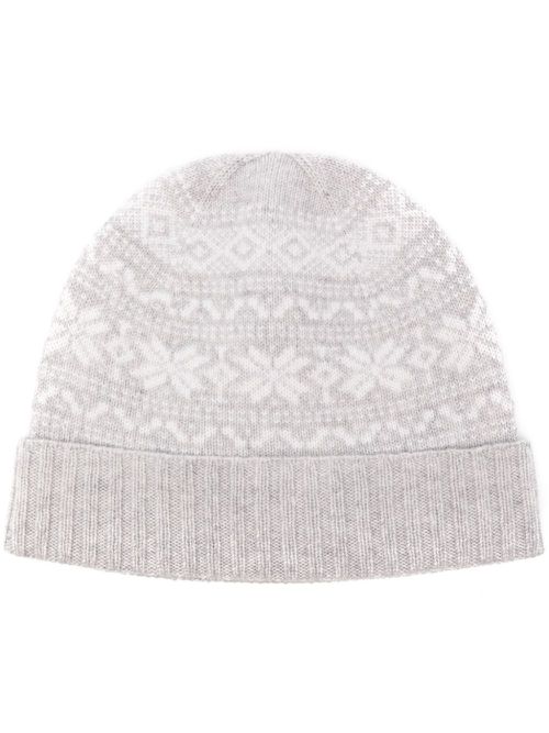 Fair isle intarsia-knit beanie - Grey