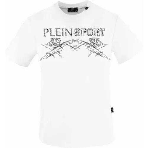 Men's Plein Sport Large Tiger Scratch Logo White T-Shirt - Size: 38/Regular