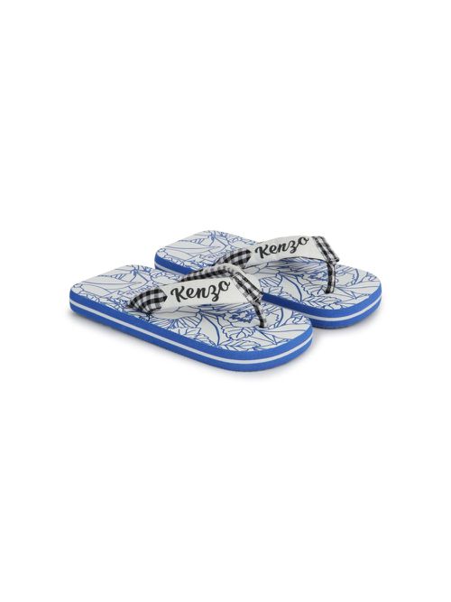 Hawaiian-print flip flops - Blue