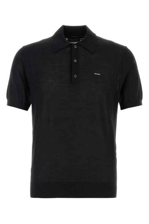 Black Wool Polo Shirt Nero Exterior: Virgin Maglieria - Men