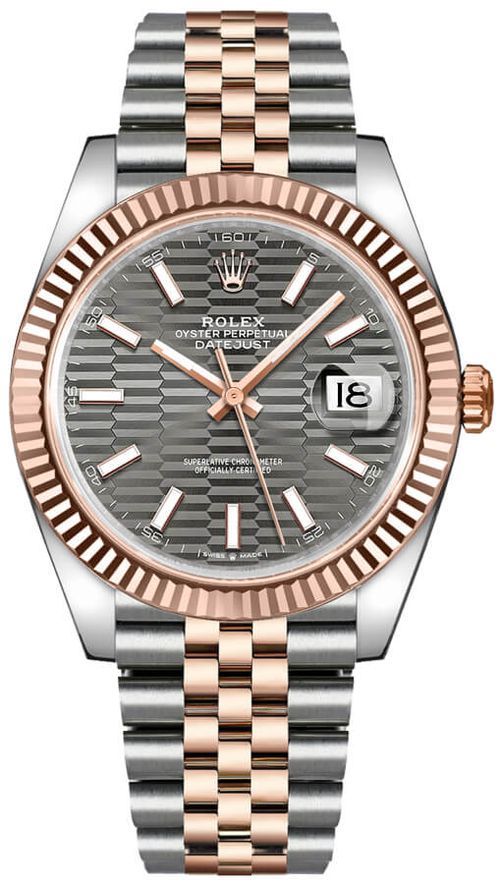 Datejust 41 Slate Fluted Motif Dial Automatic Mens Steel and 18kt Everose Gold Oyster Watch M126331-0020