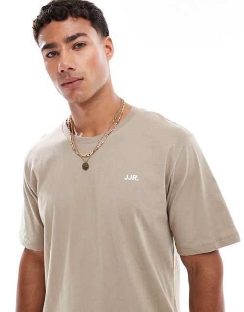 T-shirt with chest logo in beige-Neutral