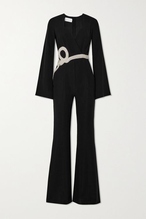 Eve Belted Crystal-embellished Crepe Jumpsuit