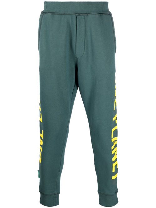 Logo-print cotton track pants - Green