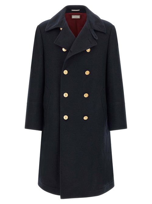 Double-Breasted Cashmere Coat — Navy