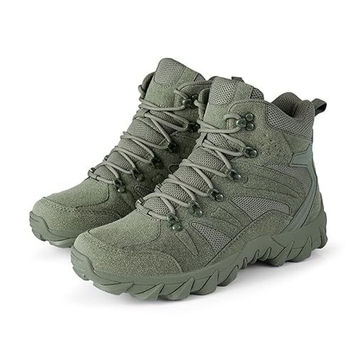 Tactical Military Combat Boots, High-Top Hiking Boots, Available in Black, Tan, Green, Mesh Breathable Design, Lace-up Style (Sand Color,US, 12 XW US, Adult, Men,  Numeric, US Footwear