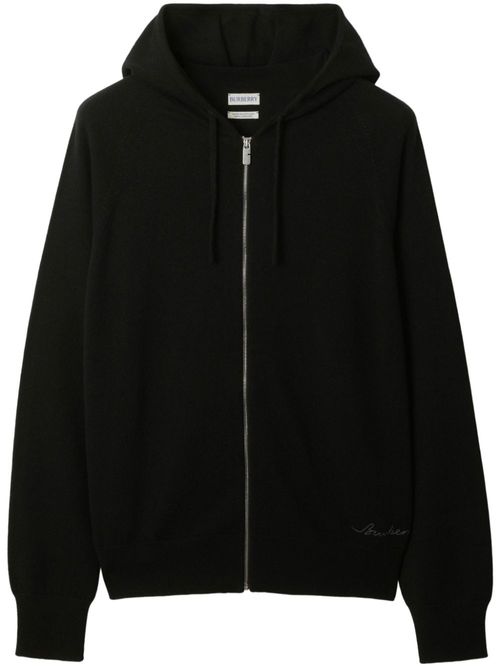 Cashmere zip-fastening hoodie - Black