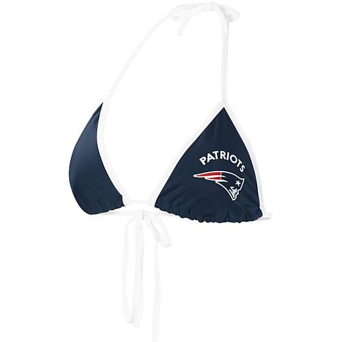 Women's G-III 4Her by Carl Banks Navy New England Patriots Perfect Match Bikini Top