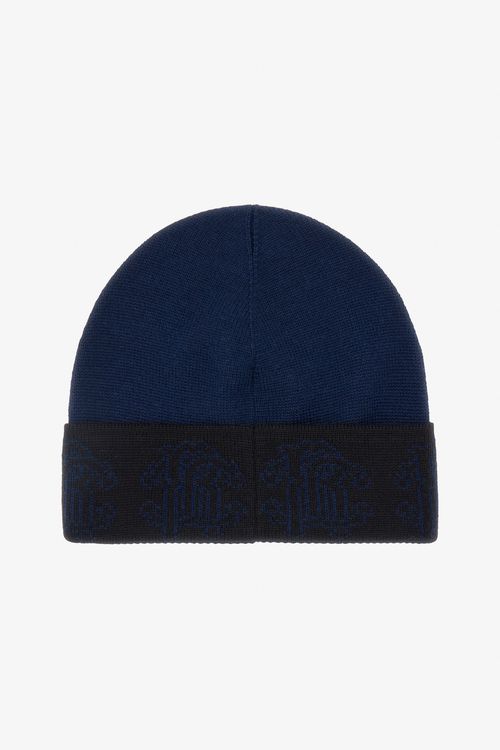 Dunkelblau Wollmütze Beanie Mit Logoband