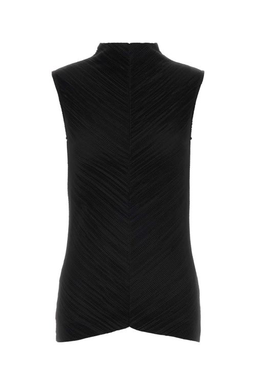 Plisse Tank Top — Black