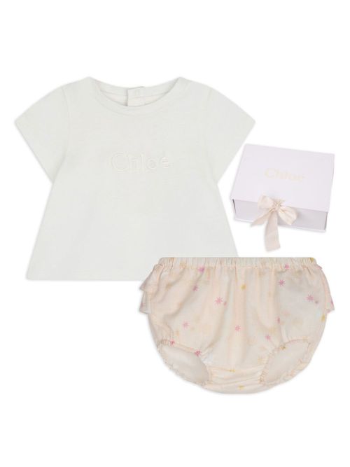 Star-print ruffled short set - Pink