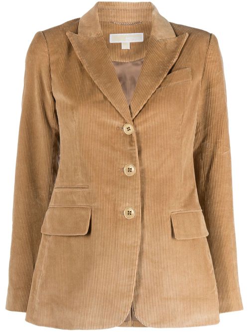 Corduroy single-breasted blazer - Brown