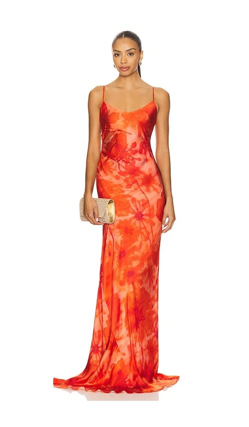 Alejandra Alonso Rojas Ruched Slip Gown in Red Print.  6 also in