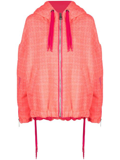 Tweed drawstring hood jacket - Pink