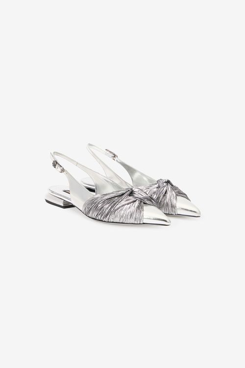 Metallic Leather Slingback Ballet Flats