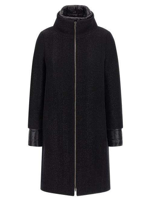 Wool Blend with Quilted Lining Coat — Black