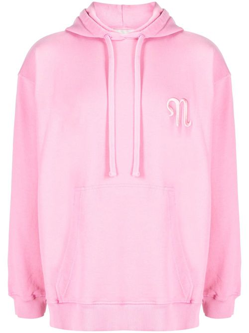 Logo-embroidered organic cotton hoodie - Pink