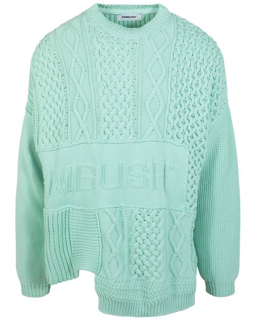 Patchwork Knit Crewneck Sweater