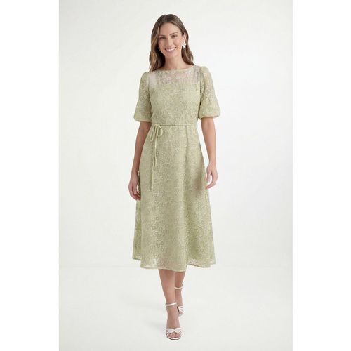 Wallis Womens Petite Burn Out Floral Organza Midi Dress - Green