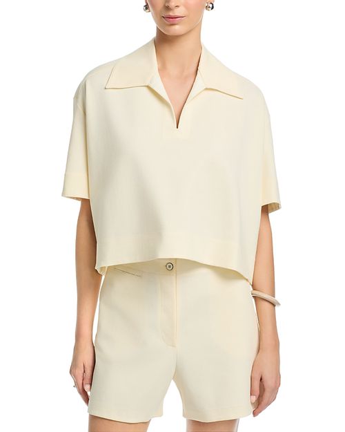 Short Sleeve Cropped Polo Top