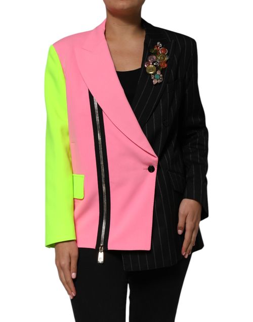 Patchwork Embellished Blazer — Multicolor
