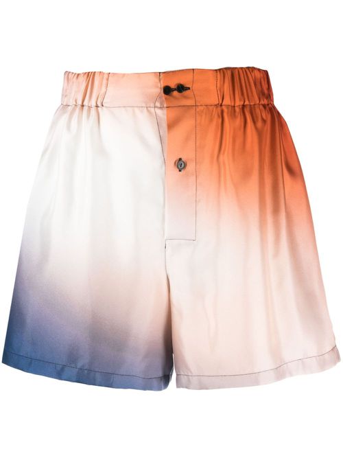 Gradient-effect elasticated-waist shorts - Orange
