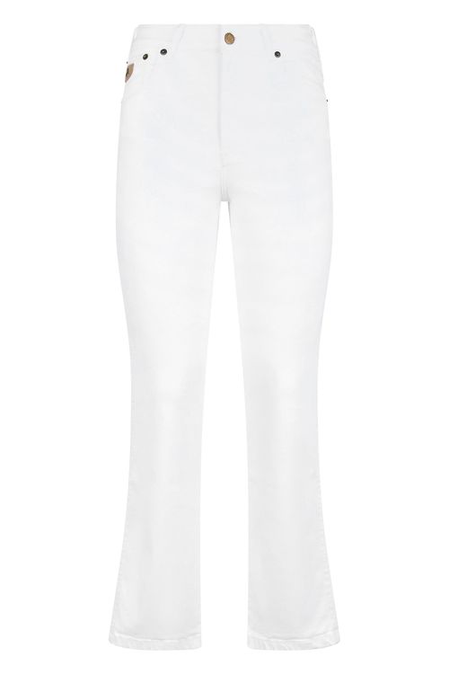 7/8 Crop Denim Pants in Cotton Blend with Slightly Flared Legs