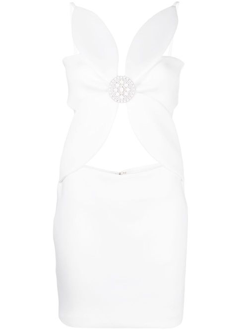 Embellished floral fitted dress - White