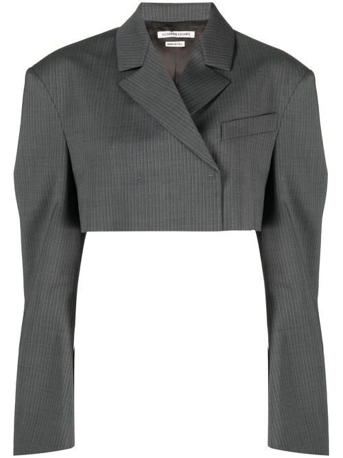 Ribbed cropped blazer - Grey