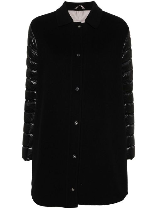 Panelled puffer coat - Black