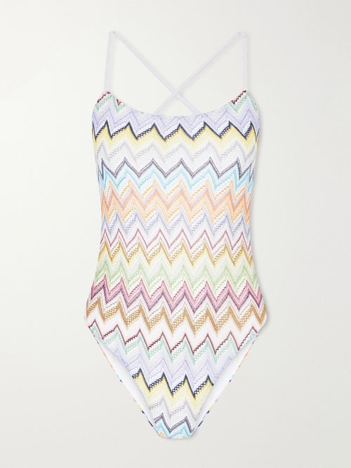 Striped Crochet-knit Swimsuit - Multi